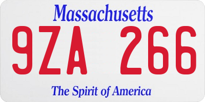 MA license plate 9ZA266