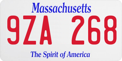 MA license plate 9ZA268
