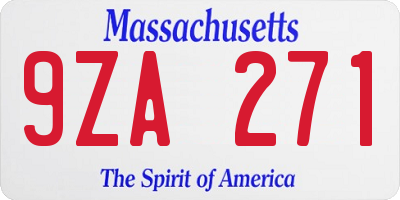 MA license plate 9ZA271