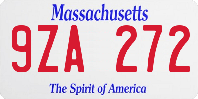 MA license plate 9ZA272