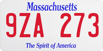 MA license plate 9ZA273