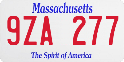 MA license plate 9ZA277
