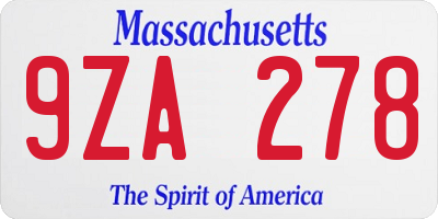 MA license plate 9ZA278