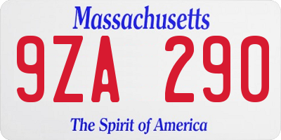 MA license plate 9ZA290