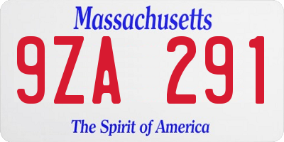MA license plate 9ZA291