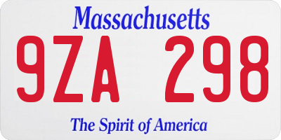 MA license plate 9ZA298