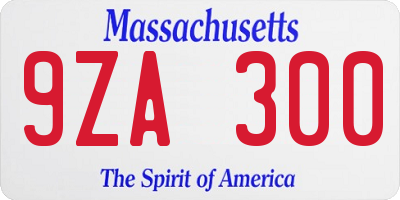 MA license plate 9ZA300