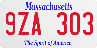 MA license plate 9ZA303