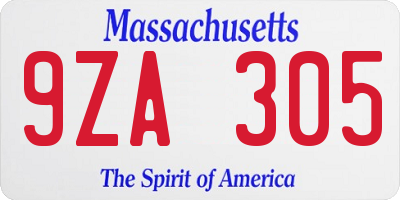 MA license plate 9ZA305