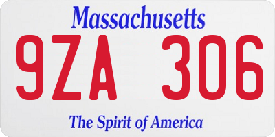 MA license plate 9ZA306