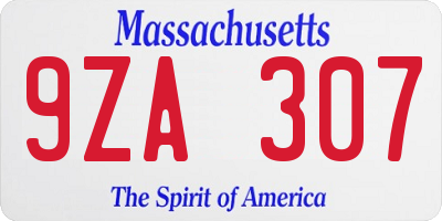 MA license plate 9ZA307