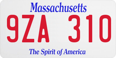 MA license plate 9ZA310