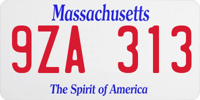 MA license plate 9ZA313