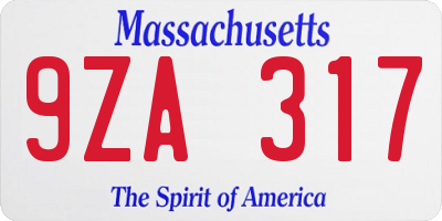 MA license plate 9ZA317