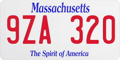 MA license plate 9ZA320