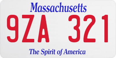 MA license plate 9ZA321