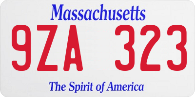 MA license plate 9ZA323