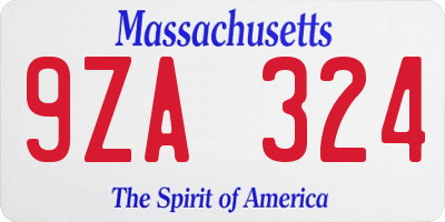 MA license plate 9ZA324