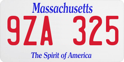 MA license plate 9ZA325