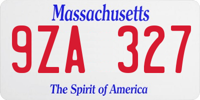 MA license plate 9ZA327