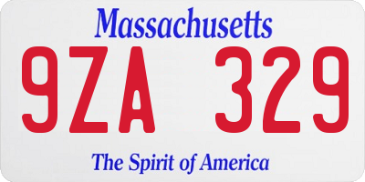 MA license plate 9ZA329