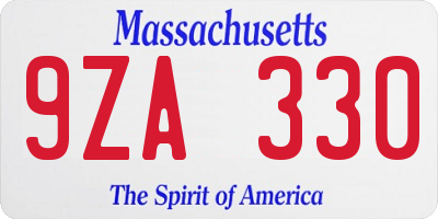 MA license plate 9ZA330