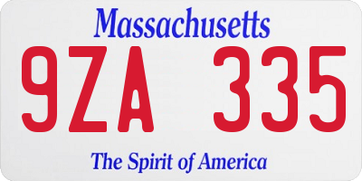 MA license plate 9ZA335
