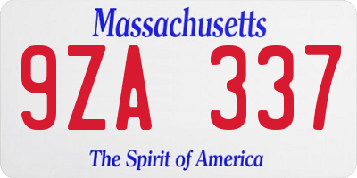 MA license plate 9ZA337