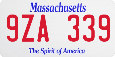 MA license plate 9ZA339