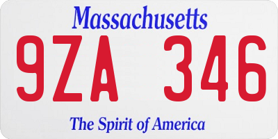 MA license plate 9ZA346