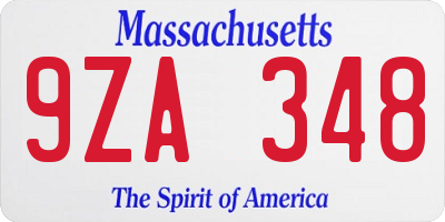 MA license plate 9ZA348