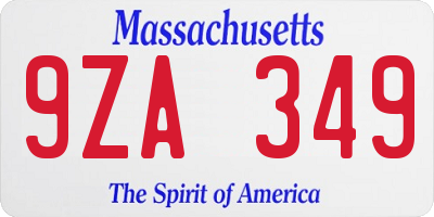 MA license plate 9ZA349