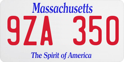 MA license plate 9ZA350