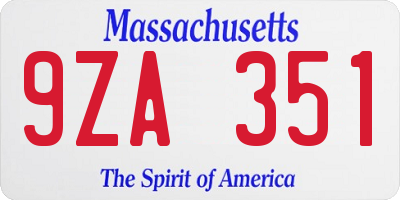 MA license plate 9ZA351