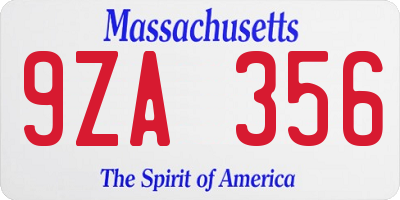 MA license plate 9ZA356