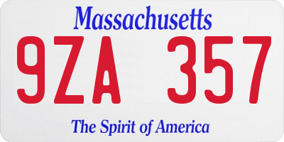 MA license plate 9ZA357