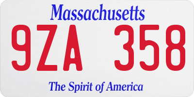 MA license plate 9ZA358