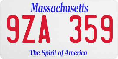 MA license plate 9ZA359