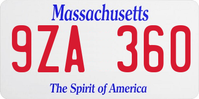 MA license plate 9ZA360