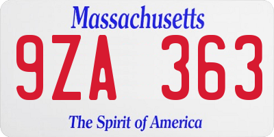 MA license plate 9ZA363