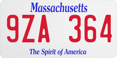 MA license plate 9ZA364