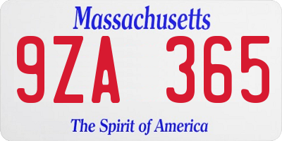 MA license plate 9ZA365