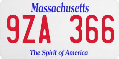 MA license plate 9ZA366