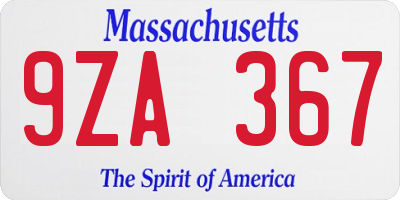 MA license plate 9ZA367