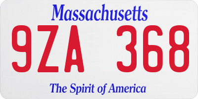 MA license plate 9ZA368