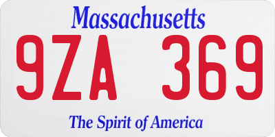 MA license plate 9ZA369
