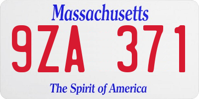 MA license plate 9ZA371