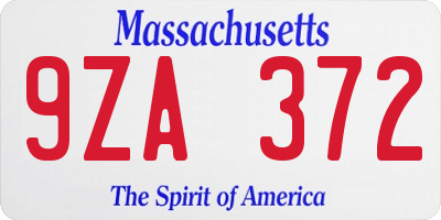 MA license plate 9ZA372