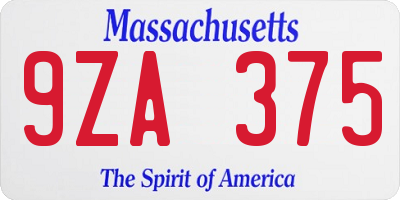 MA license plate 9ZA375