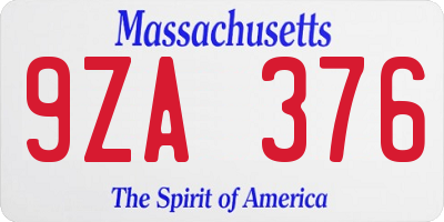 MA license plate 9ZA376